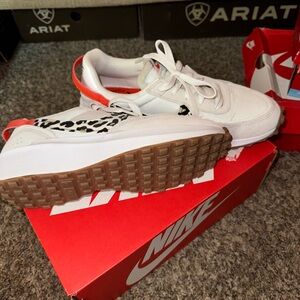 Nike White Sneakers with Leopard Print